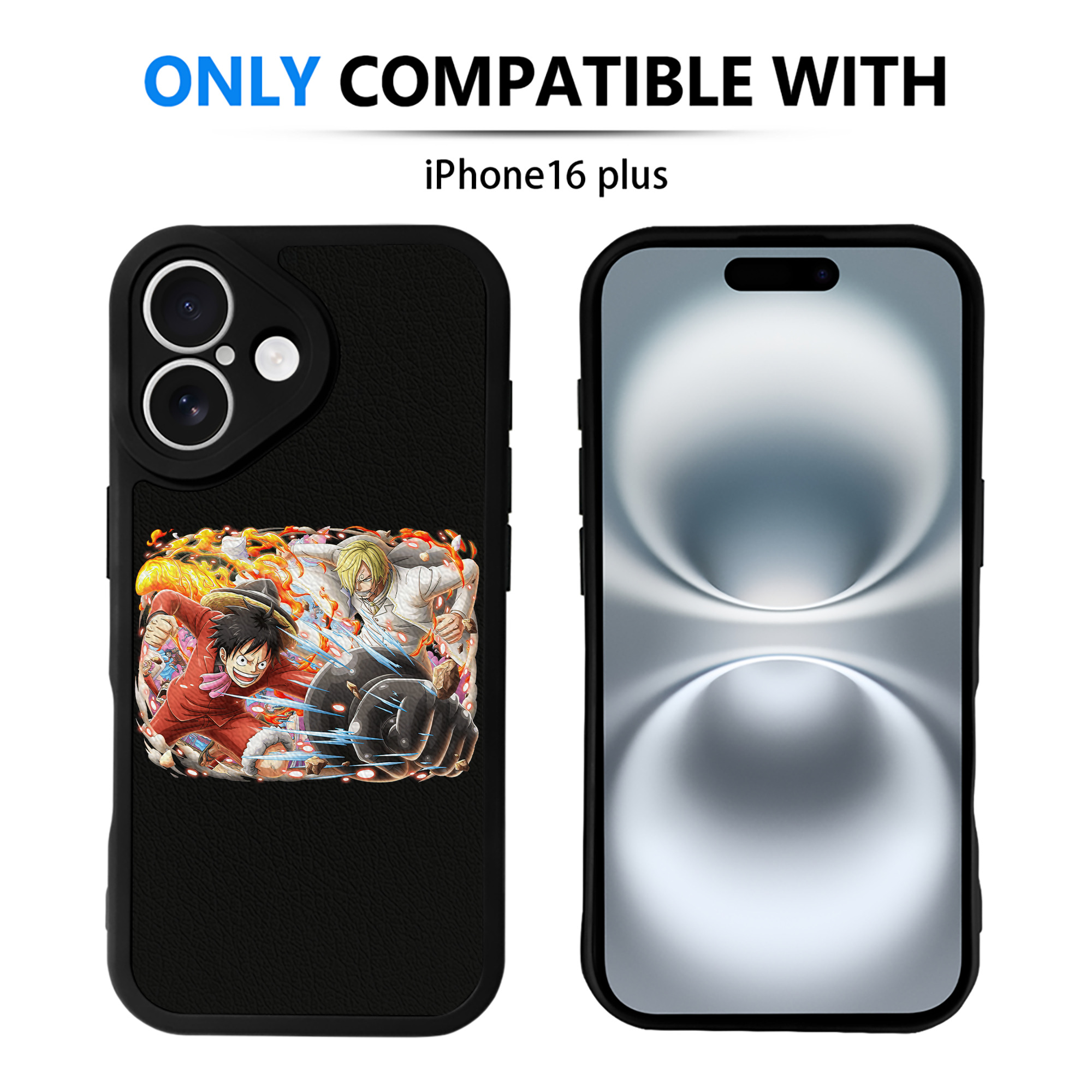 （画像用） ワンピース モンキー・D・ルフィ ONE PIECE Monkey D. Luffy 【iPhone 16シリーズ対応】シリコンスマホケース（レザー調） 材質：シリコン